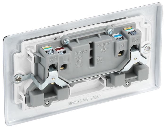 BG NPC22W Nexus Metal Polished Chrome Double Switched 13A Power Socket