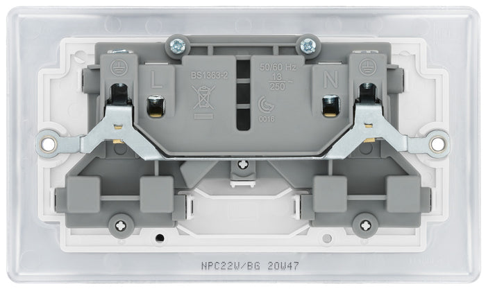 BG NPC22W Nexus Metal Polished Chrome Double Switched 13A Power Socket