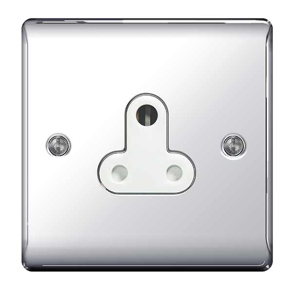 BG NPC29W Nexus Metal Polished Chrome Single Round Pin Unswitched 5A Socket