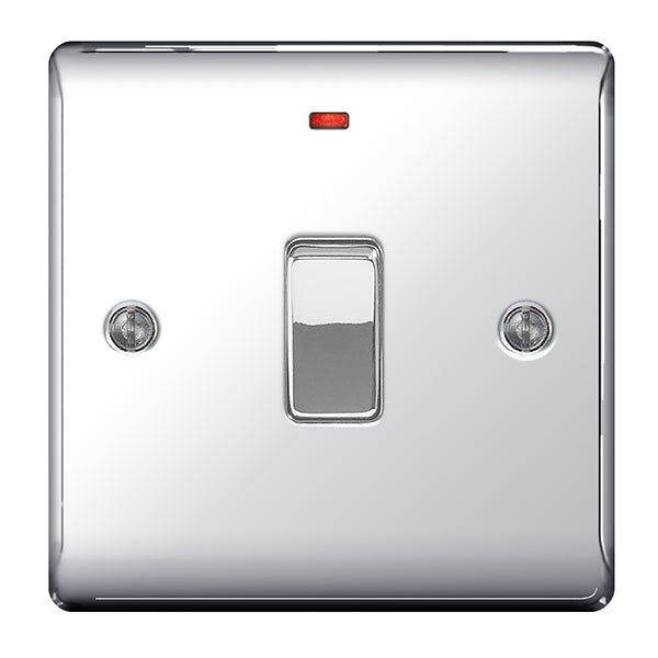 BG NPC31 Nexus Metal Polished Chrome Single Switch, 20A With Power Indicator