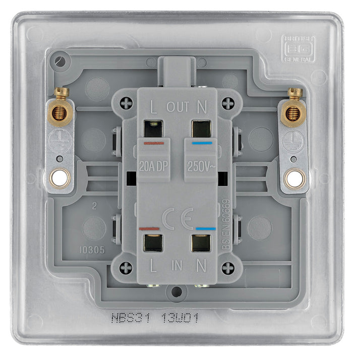 BG NPC31 Nexus Metal Polished Chrome Single Switch, 20A With Power Indicator