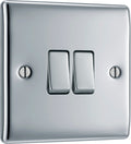 BG NPC42 Nexus Metal Polished Chrome Double Switch, 10Ax 2 Way