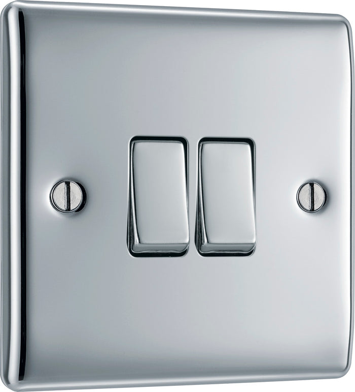 BG NPC42 Nexus Metal Polished Chrome Double Switch, 10Ax 2 Way