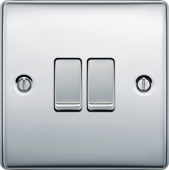 BG NPC42 Nexus Metal Polished Chrome Double Switch, 10Ax 2 Way