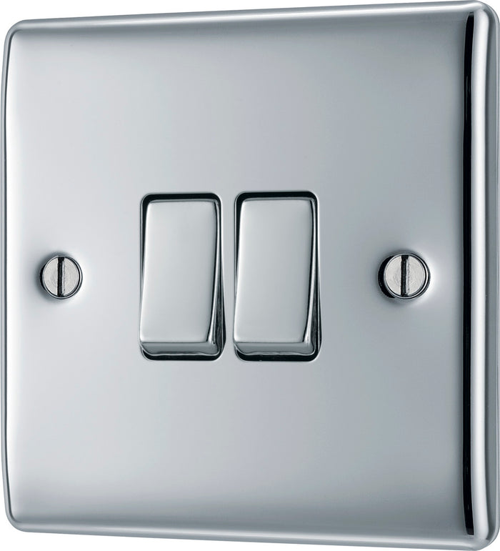 BG NPC42 Nexus Metal Polished Chrome Double Switch, 10Ax 2 Way