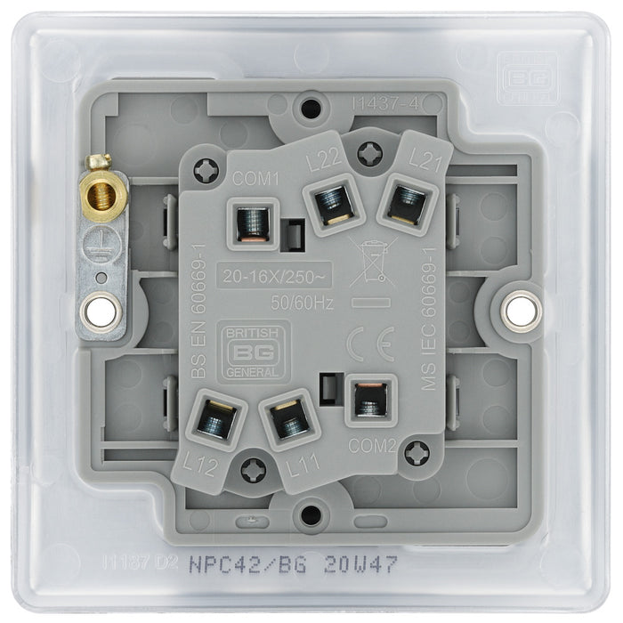 BG NPC42 Nexus Metal Polished Chrome Double Switch, 10Ax 2 Way