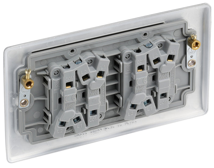 BG NPC44 Nexus Metal Polished Chrome Quadruple Switch, 10Ax 2 Way