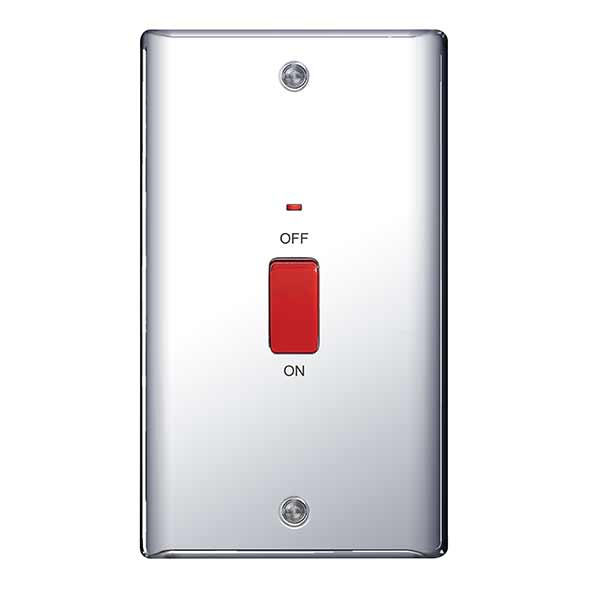 BG NPC72 Nexus Metal Polished Chrome 45A Rectangular Cooker Control Unit, With Power Indicator