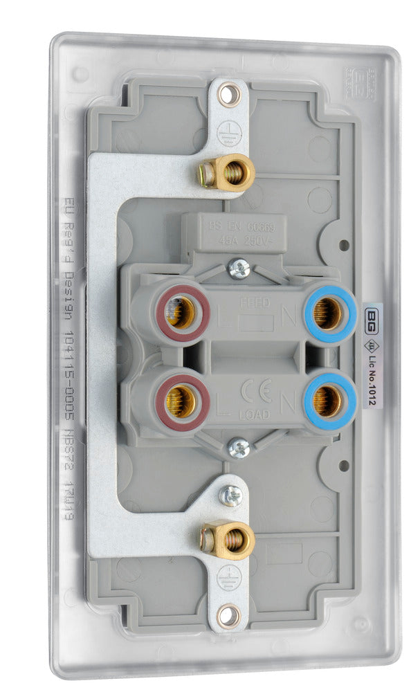 BG NPC72 Nexus Metal Polished Chrome 45A Rectangular Cooker Control Unit, With Power Indicator
