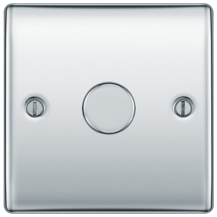 BG NPC81 Nexus Metal Polished Chrome 400W Intelligent Single Dimmer Switch, 2-Way Push On-Off