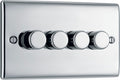 BG NPC84 Nexus Metal Polished Chrome Intelligent 400W Quadruple Dimmer Switch, 2-Way Push On-Off