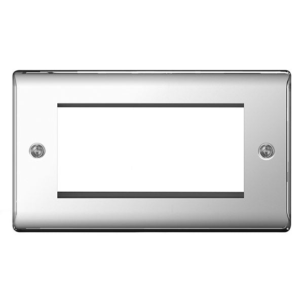 BG NPCEMR4 Nexus Metal Polished Chrome Quadruple Rectangular Front Plate