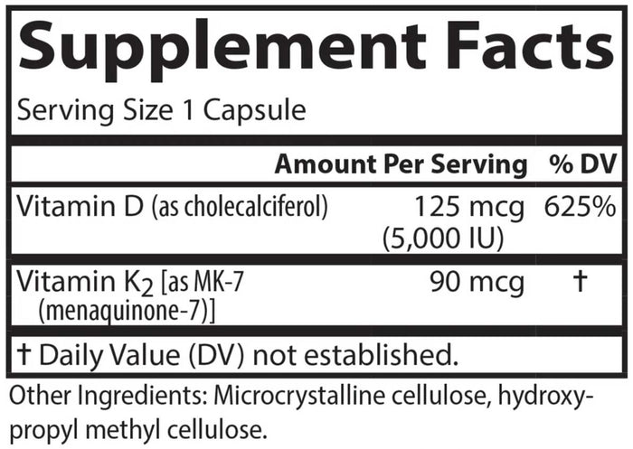 Carlson Labs Super D3 + K2 Ingredients