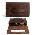 The interior of the Clutch Bag With Handle by Hide & Drink, showcasing organized space for essentials. This Full Grain Leather Clutch Bag with Handle is ideal for women seeking a fashionable handbag or night bag, crafted with artisan care in Guatemala and Mexico.