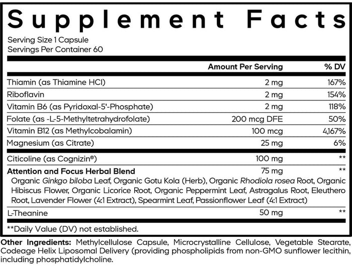 Codeage Teen Brain Focus Vitamins+ Ingredients