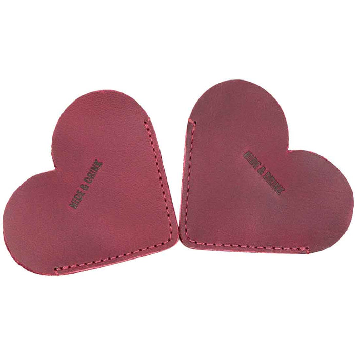Leather Corner Heart Bookmark (2 pack) by Hide & Drink in assorted colors, featuring Full Grain Leather craftsmanship. This artisan product is handmade in La Antigua Guatemala and Oaxaca Mexico, emphasizing quality and small batch production.