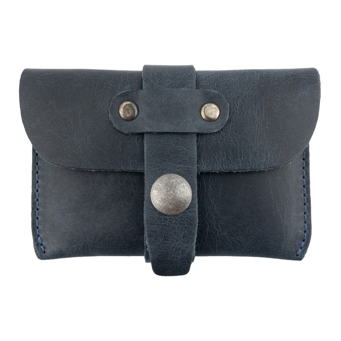 Hide & Drink's Credit Card Holder with branding detail, highlighting its unique artisan approach to crafting Full Grain Leather wallets. This handmade product is a perfect example of small batch production from La Antigua Guatemala.