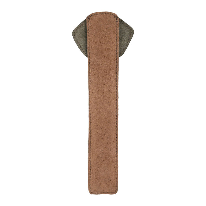 The back view of Hide & Drink's brown Dog Bookmark, crafted from Full Grain Leather. This handmade artisan piece highlights the charm of small batch production and fire branding, proudly created in La Antigua Guatemala & Oaxaca Mexico.