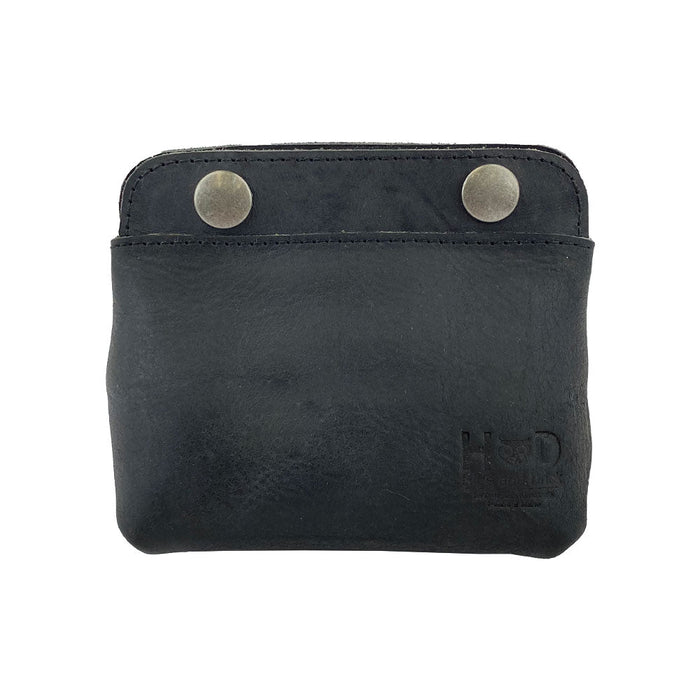 Hide & Drink Double Snap Pouch in a rich tan hue, perfectly designed as a coin purse and cash holder. This product showcases premium artisanship from La Antigua Guatemala.