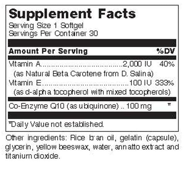 Douglas Laboratories Co-Enzyme Q10 Plus Vitamins A & E Ingredients