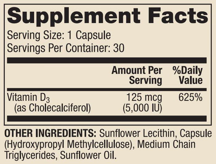 Dr. Mercola Liposomal Vitamin D3 5000 IU Ingredients