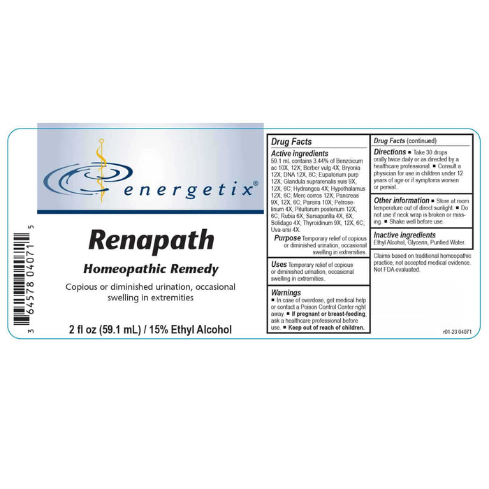 Energetix Renapath Label