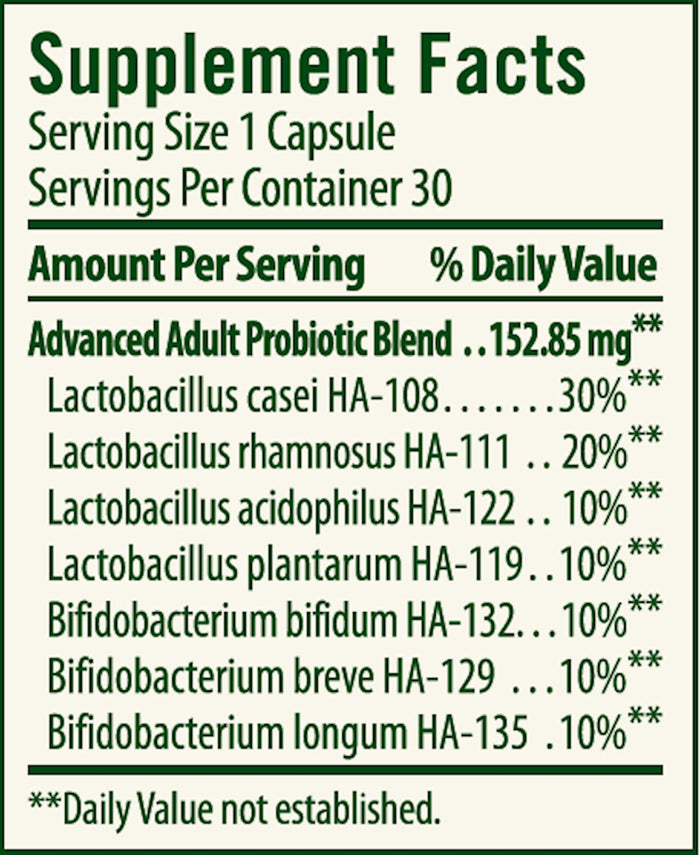 Flora Advanced Adult's Blend Probiotic Ingredients