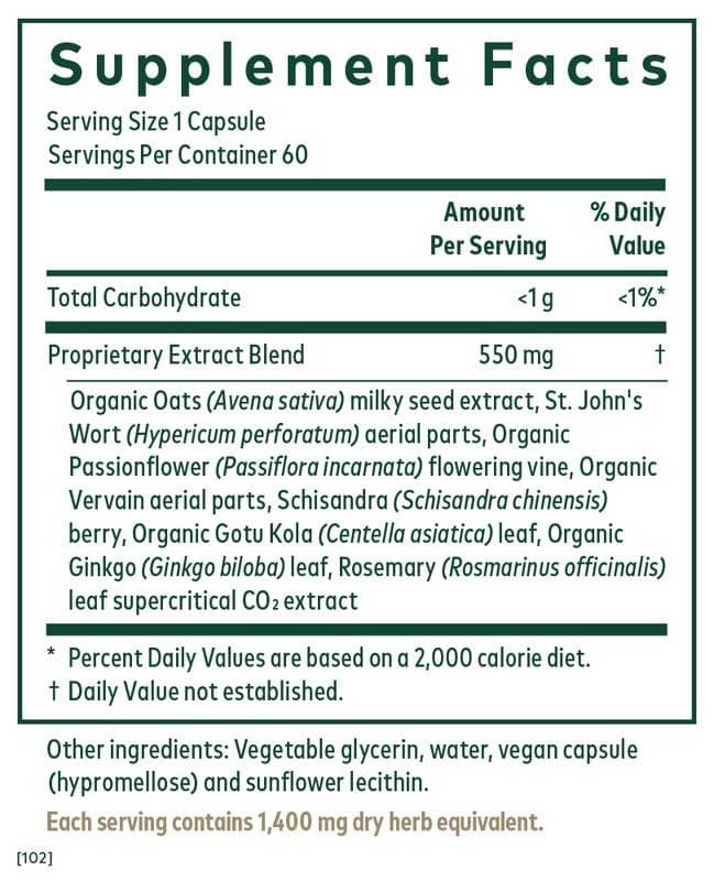 Gaia Herbs Professional Solutions Emotional Balance Ingredients