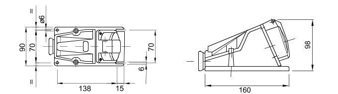 Gewiss GW62481 90°, 16A, 3P+E Angled Surface Mounting Socket 6H Outlet 380-415V