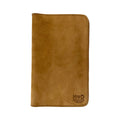 Back view of a tan Journal Cover for Moleskine Cahier L (5 x 8.25 in.) by Hide & Drink. This handmade protector for large size (5 x 8.25 in.) notebooks reflects artisan quality, being crafted from durable full grain leather.