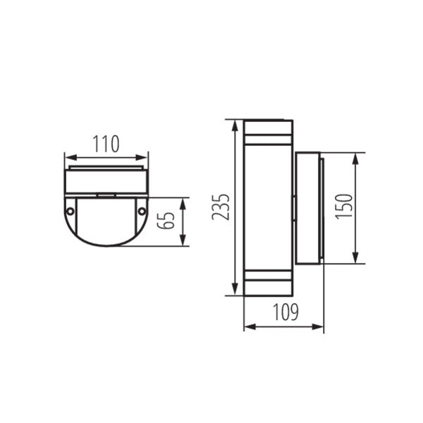 Kanlux ZEW Round Facade Luminaire EL-235U-GR (22443)