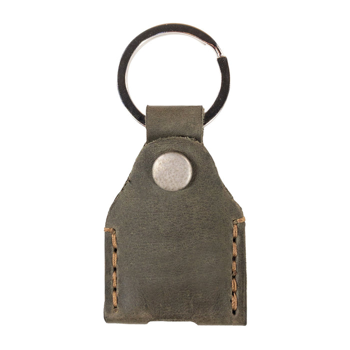 Dimensions of chocolate brown Hide & Drink Key Holder, highlighting its practical size. This Key Holder is great for organizing keys or coins, functioning as an emergency coin pouch as well, handcrafted from Full Grain Leather. Handmade in La Antigua Guatemala & Oaxaca Mexico.