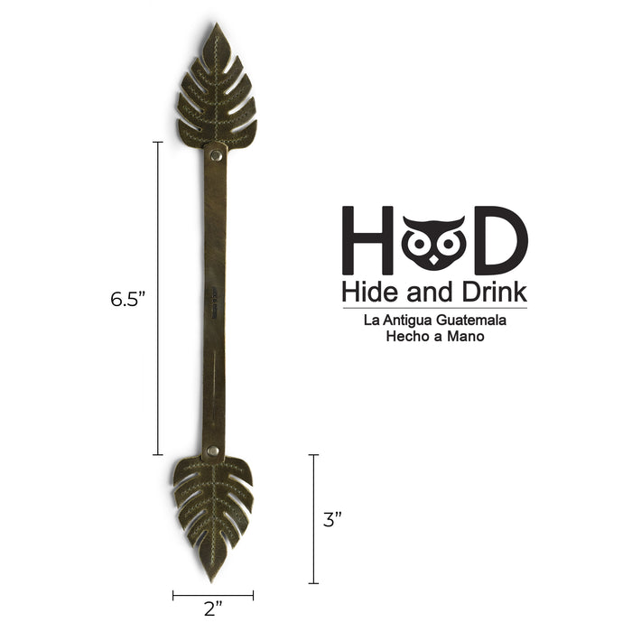 Hide & Drink Bag Charms illustrating dimensions for a charming bird design. This charm for handbags is perfect as a purse charm for tote & backpacks made from premium full grain leather. Reflecting StockyardX's dedication to small batch production, each item showcases hand cut, hand sewn artistry and fire branding, handmade in La Antigua Guatemala & Oaxaca Mexico.