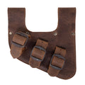 Close-up view of a Medieval Sword Holder with 3 Buckles from Hide & Play, crafted from Full Grain Leather. Perfect for Fantasy Cosplay and as a Historical Costume Accessory. This Sword Holder showcases Small Batch Production techniques, being Hand Cut, Hand Sewn, and Fire Branded by artisans in La Antigua Guatemala & Oaxaca Mexico.