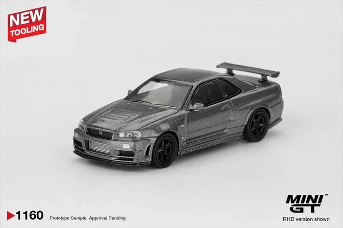 MINI GT 1:64 Skyline Dark Metal Gray BNR34 CRS Die-Cast Car Model Miniature Gifts