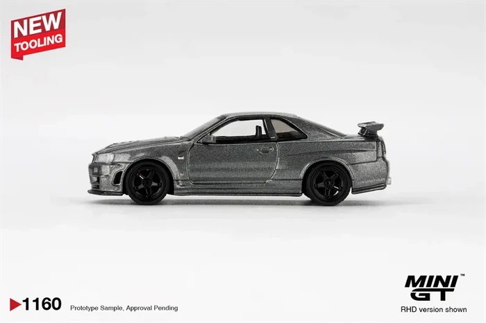 MINI GT 1:64 Skyline Dark Metal Gray BNR34 CRS Die-Cast Car Model Miniature Gifts