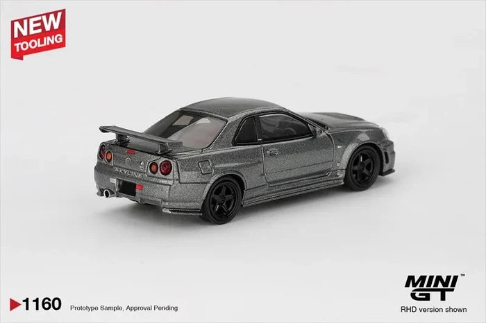 MINI GT 1:64 Skyline Dark Metal Gray BNR34 CRS Die-Cast Car Model Miniature Gifts