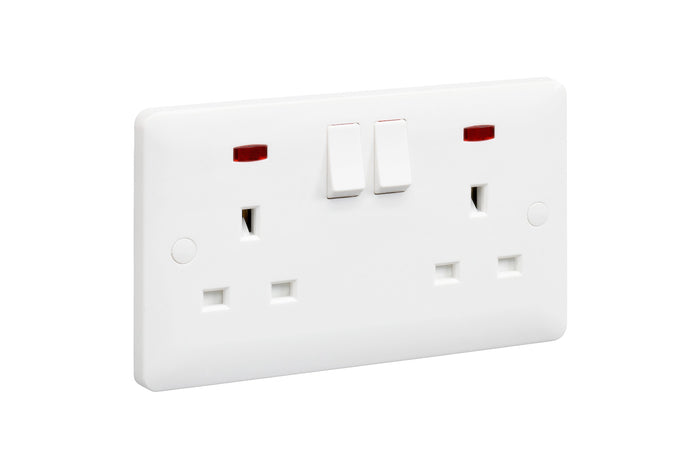 MK Base 13A 2G DP Switched Socket with Neon (MB2647DPWHI)