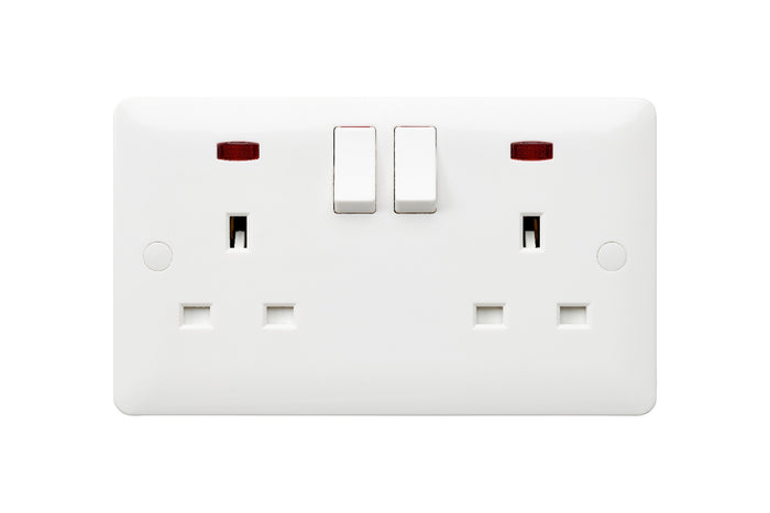 MK Base 13A 2G DP Switched Socket with Neon (MB2647DPWHI)