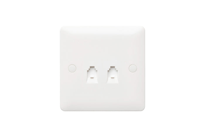 MK Base 1G DOUBLE RJ11 4 Wire Telephone Socket (MB418WHI)