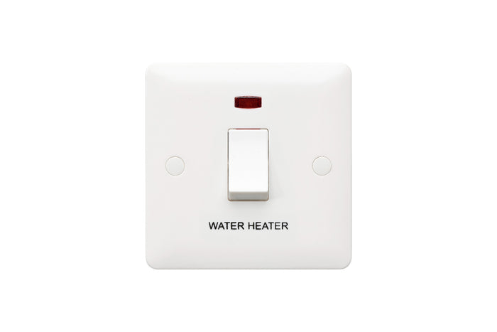 MK Base 20AX 1G DP Switch with Neon - Water Heater (MB8423WHWHI)