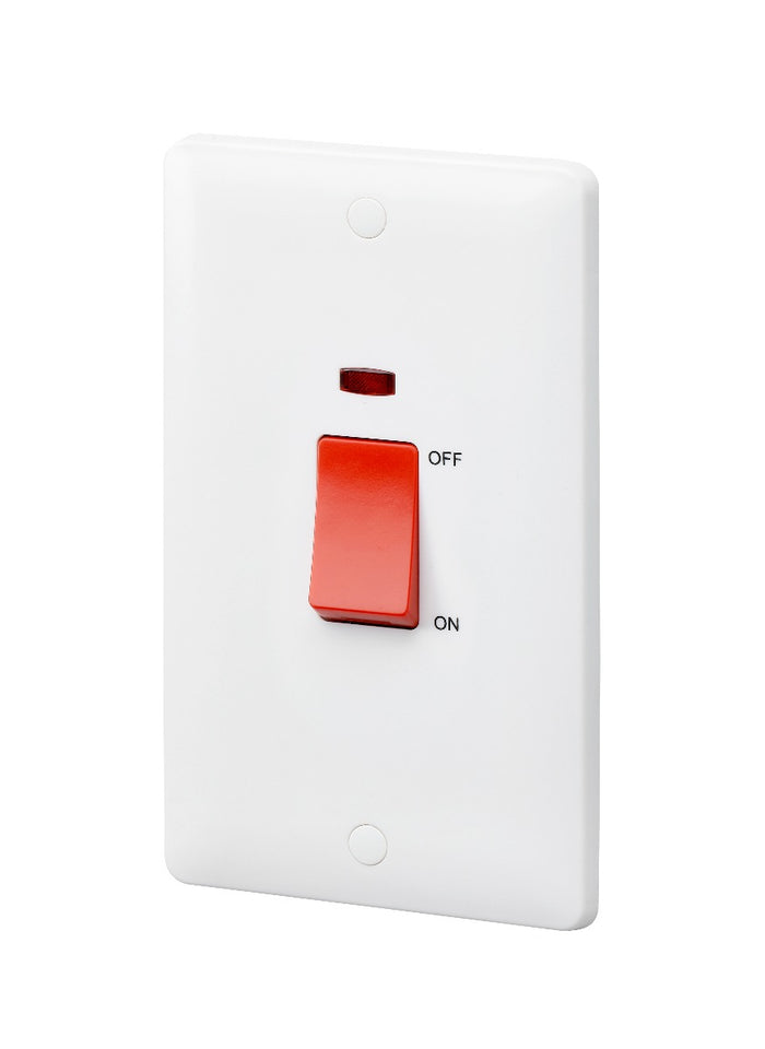 MK Base 45A 2G DP Switch with Neon (2G Portrait) (MB5215NWHI)