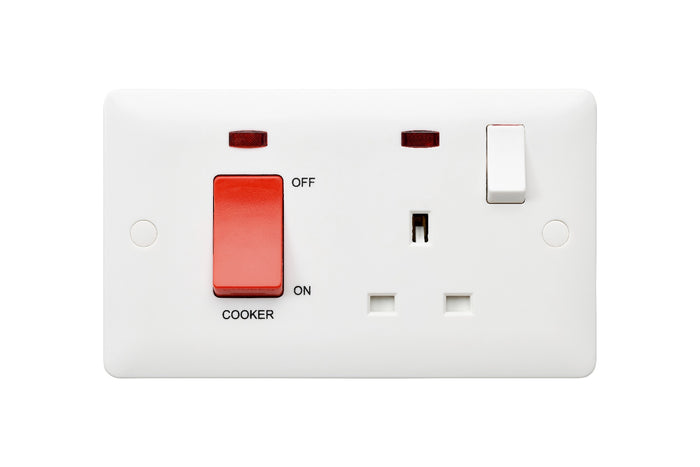 MK Base 45A DP Switch & 13A DP Switched SKT Neon (MB5061WHI)