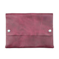 Front view of Hide & Drink's red Multipurpose Portfolio, crafted from Full Grain Leather, perfect for organizing tablets, phones, field notes, and accessories. Handmade in La Antigua Guatemala & Oaxaca Mexico with artisan quality.