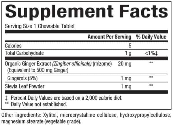 Natural Factors Chewable Ginger 500 mg Ingredients