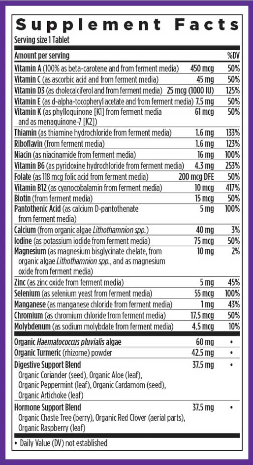 New Chapter One Daily Every Woman's Multivitamin 55+ Ingredients