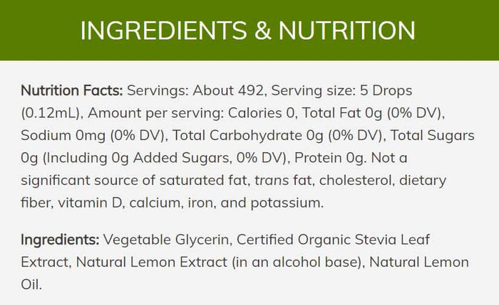NOW Better Stevia, Lemon Twist Ingredients