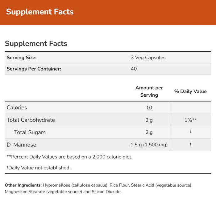 NOW D-Mannose Ingredients