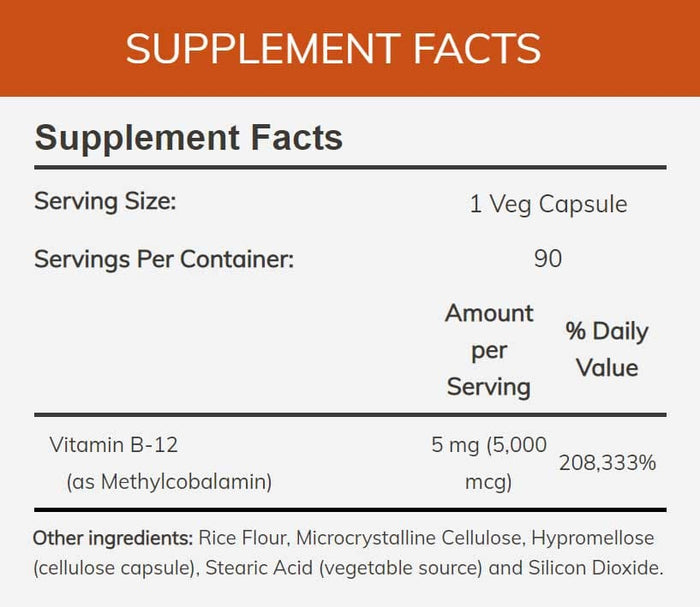 NOW Methyl B-12 5000 mcg Ingredients