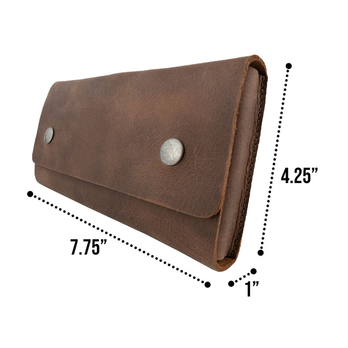 Hide & Drink Playing Card Case showcasing tags and branding, representing its artisan-made quality and Full Grain Leather construction. This playing cards case is perfect for travel, poker games, and organizing cards, reflecting the craftsmanship of La Antigua Guatemala & Oaxaca Mexico.
